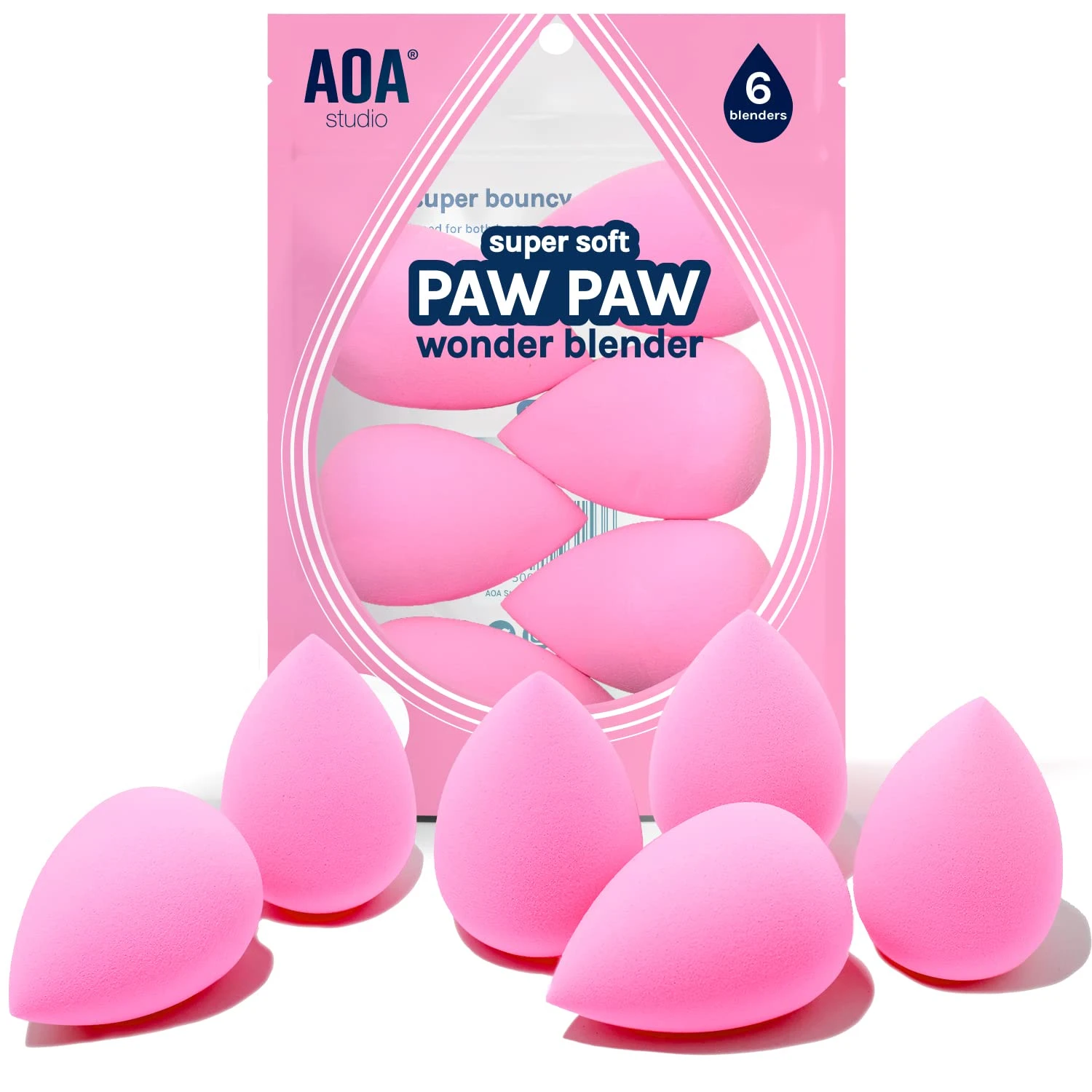 AOA Studio Collection makeup Sponge Set Latex Free and High-definition Set of 6 