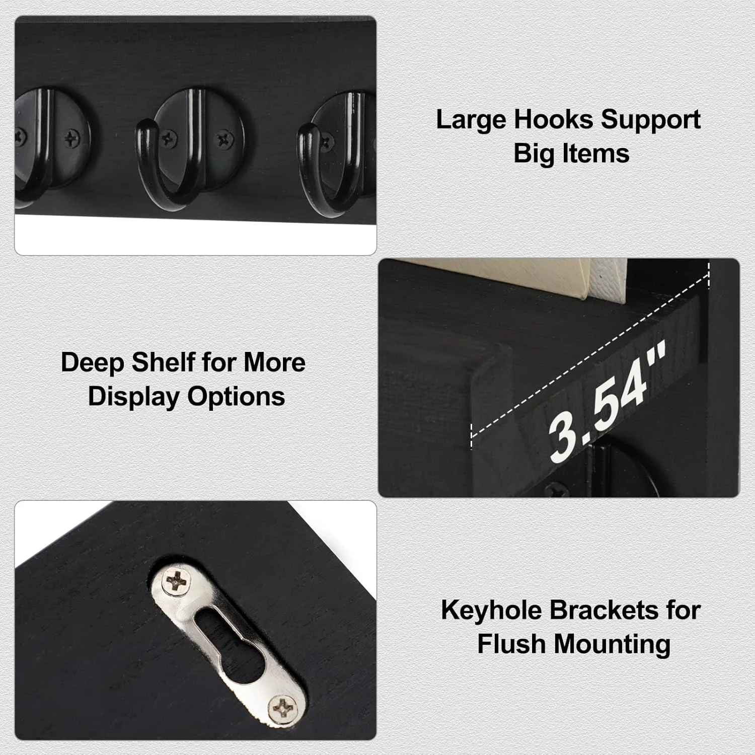 Key Holder for Wall, Decorative Key and Mail Holder with Shelf Has Large Hooks f