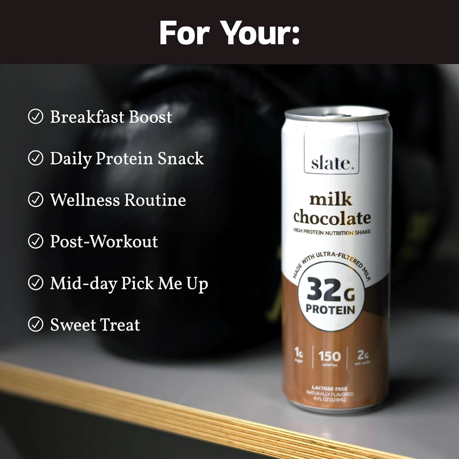 Slate Milk - High Protein Nutrition Shake - Milk Chocolate - 32g Protein, 1g Sug